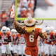 The Texas Longhorns mascot leads the team onto the field before the game against the Arkansas Razorbacks on September 27, 2008 at Darrell K Royal-Texas Memorial Stadium in Austin, Texas. Texas won 52-10.